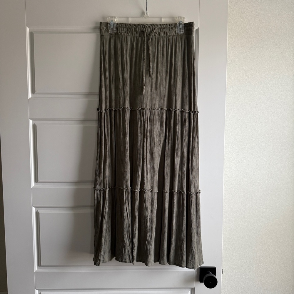 Passport Army Green Maxi Skirt